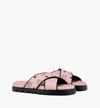 Mcm Cross Sandal In Visetos Leather Mix In Pink
