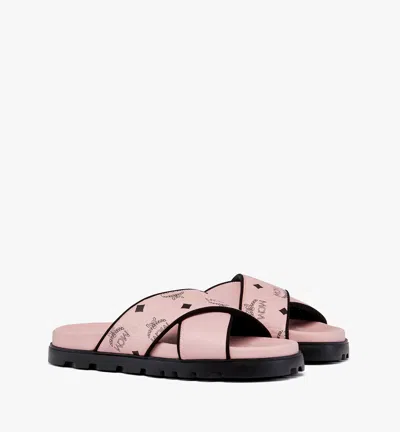 MCM CROSS SANDAL IN VISETOS LEATHER MIX