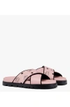 Mcm Cross Sandal In Visetos Leather Mix In Pink