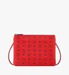 Mcm Crossbody Pouch In Visetos Original In Red