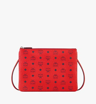 Mcm Crossbody Pouch In Visetos Original In Red