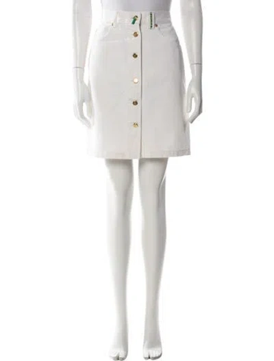 Pre-owned Mcm Crystal Embellishments Knee-length Skirt In White