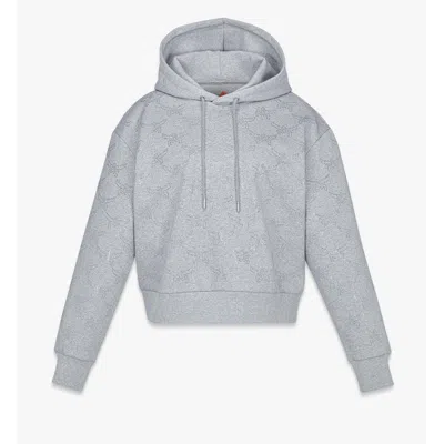 Mcm Crystal Monogram Ponte Hoodie In Gray