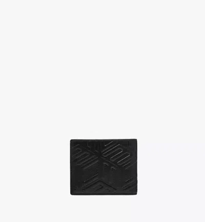 Mcm Cubic Monogram Embossed Wallet In Black