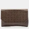 Mcm Dark Brown Visetos Coated Canvas And Leather Envelope Clutch In Brown