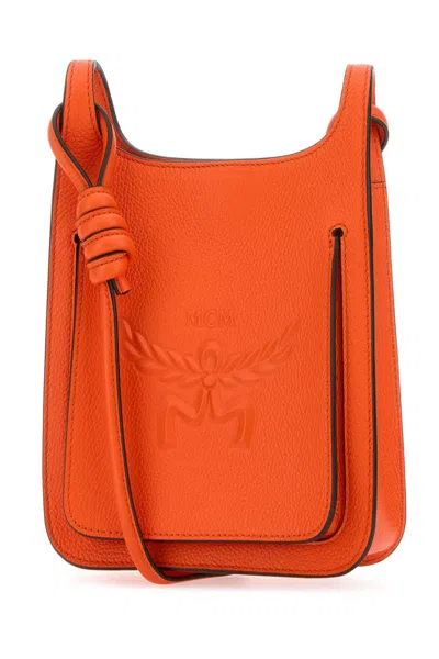 Mcm Dark Orange Leather Mini Himmel Hobo Crossbody Bag In Orangeade