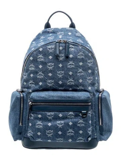 Pre-owned Mcm Denim Backpack In Blue