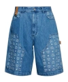 Mcm Denim Shorts With Monogram In Blue