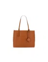 Mcm Woman Caramel Leather Medium Himmel Shopping Bag In Brown