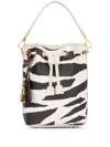 Mcm Zebra Printed Drawstring Tote Bag In Black