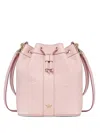 Mcm Dessau Maxi Monogram Leather Drawstring Bag In Pink