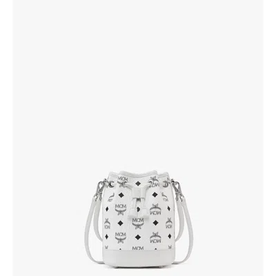 Mcm Dessau Drawstring Bag In Visetos In White