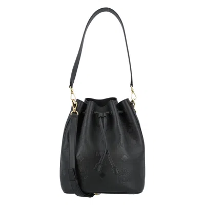 Mcm Dessau Drawstring In Embossed Monogram Leather In Black