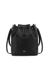 Mcm Dessau Maxi Monogram Leather Drawstring Bag In Black