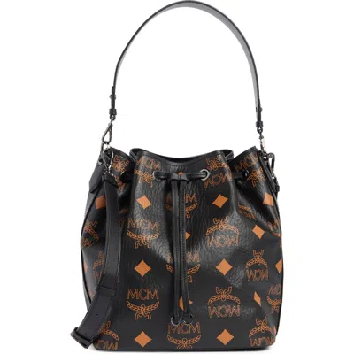Mcm Dessau Monogram Bucket Bag In Black