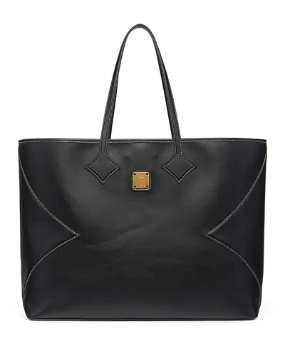 Mcm Dia Extra Large Leather Shopper Tote In Black