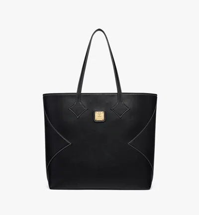 Mcm Dia Shopper In Calfskin Leather In Black