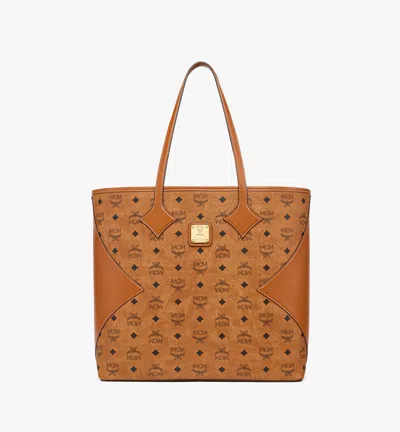 Mcm Dia Shopper In Visetos Leather Mix In Brown