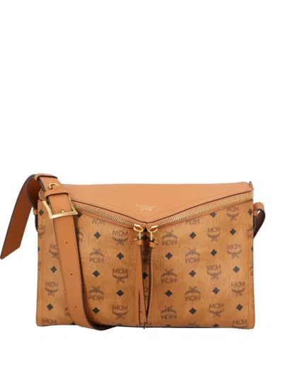 Pre-owned Mcm Diamant 3d Leather Shoulder Bag In Brown