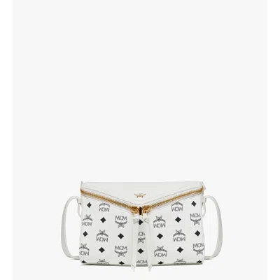 Mcm Diamant 3d Shoulder Bag In Visetos Leather Mix In White