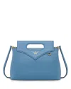 Mcm Turquoise Leather Mini Soft Diamond Handbag In Blue Heaven