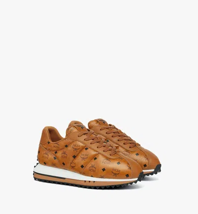 Mcm Diamante Lo Sneakers In Quilted Monogram Leather In Brown