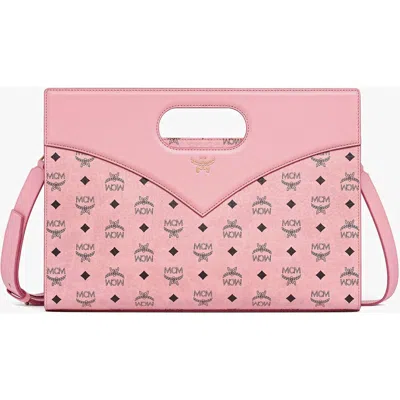 Mcm Visetos Canvas Shoulder Bag In Pink