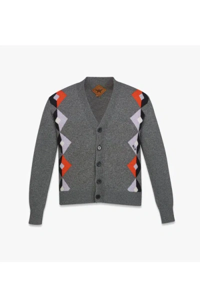 Mcm Diamond Cardigan In Grey