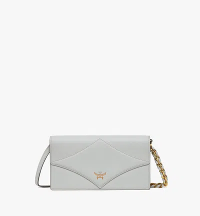 Mcm Diamond Chain Wallet In Calf Leather In Ice Grey