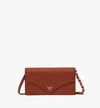Mcm Diamond Chain Wallet In Spanish Calf Leather In Coconut Shell Brown