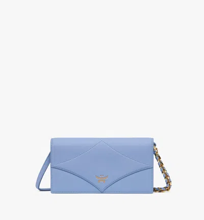 Mcm Diamond Chain Wallet In Spanish Calf Leather In Della Robbia Blue