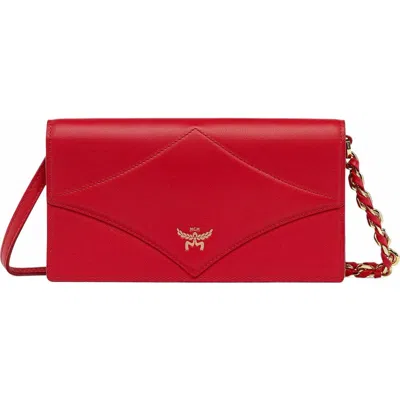 Mcm Diamond Chain Wallet In Red