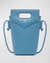Mcm Diamond Flat Leather Pouch Bucket Bag In Blue Heaven
