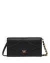 Mcm Diamond Large Leather Wallet On A Chain In Black