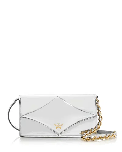 Mcm Diamond Leather Wallet On A Chain In White