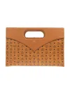 Mcm Diamond Logo Printed Shopper Bag In Brown