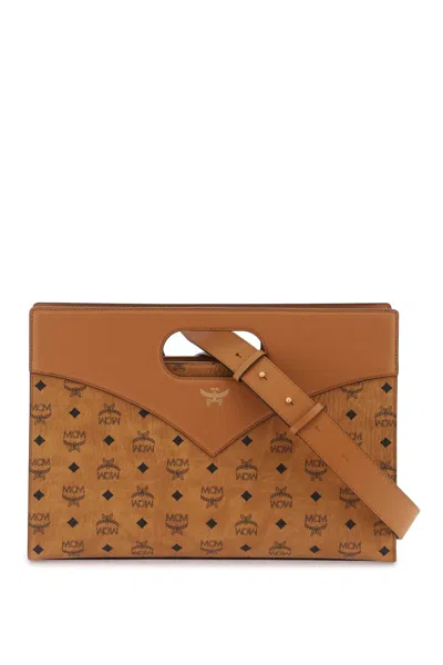 Mcm Medium Diamond Visetos-print Tote Bag In Brown