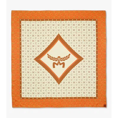 Mcm Diamond Monogram Scarf In Organic Silk In Brown