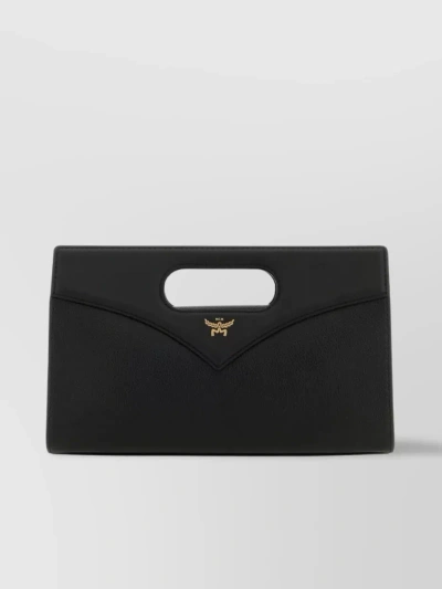 Mcm Diamond Pattern Leather Handbag In Black
