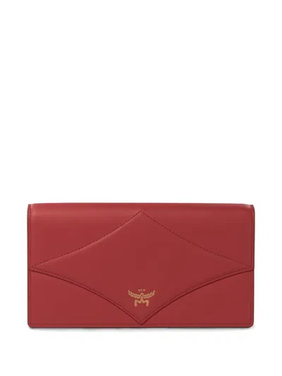 Mcm Diamond-quilted Clutch Bag In Red