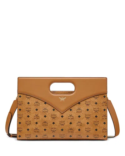 MCM DIAMOND VI LEATHER & CANVAS HANDBAG