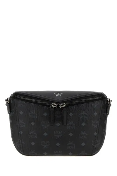 Mcm Diamond Vi Lthr Mix Crossbody Sml Bk In Black