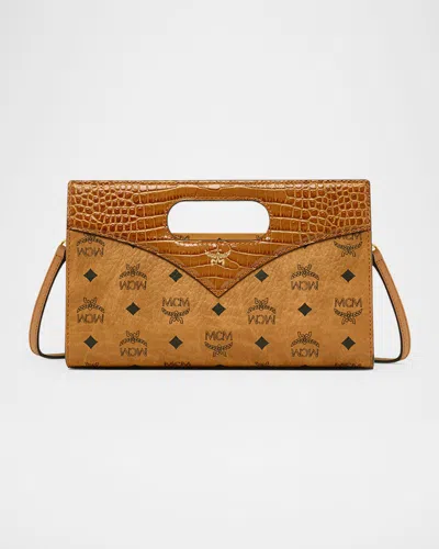 Mcm Diamond Visetos Monogram Crossbody Bag In Cognac