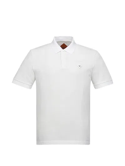 Mcm Diamond-patch Piqué Polo Shirt In White