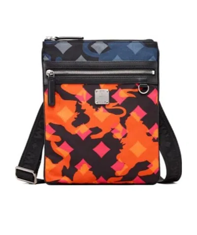Mcm Dieter Munich Lion Camouflage Shoulder Bag In Black