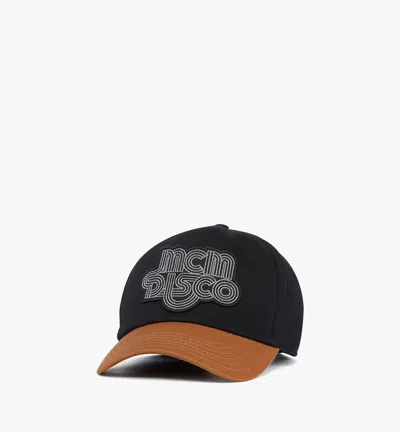 Mcm Disco Logo Embroidery Cap In Cotton Twill In Black