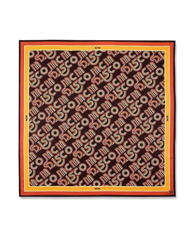 Mcm Disco Monogram Scarf In Organic Silk In Red