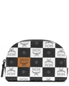 Mcm Dnu  Black Checkerboard Visetos Cosmetic Bag (authentic Pre-loved)