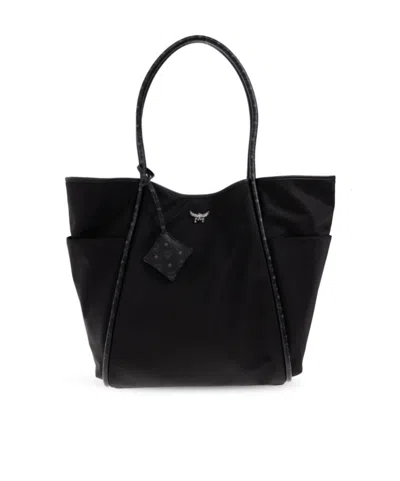 Mcm Double Handle Shopping Bag In Black