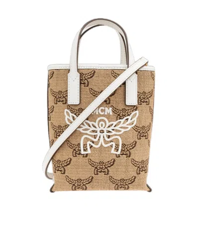 Mcm Double Handle Shoulder Bag In Nude